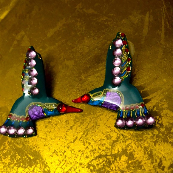 Colorful Hummingbird Earrings Large Lightweight - Picture 7 of 13